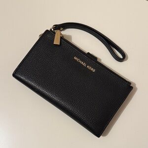 Michael Kors Black Leather Wristlet Wallet